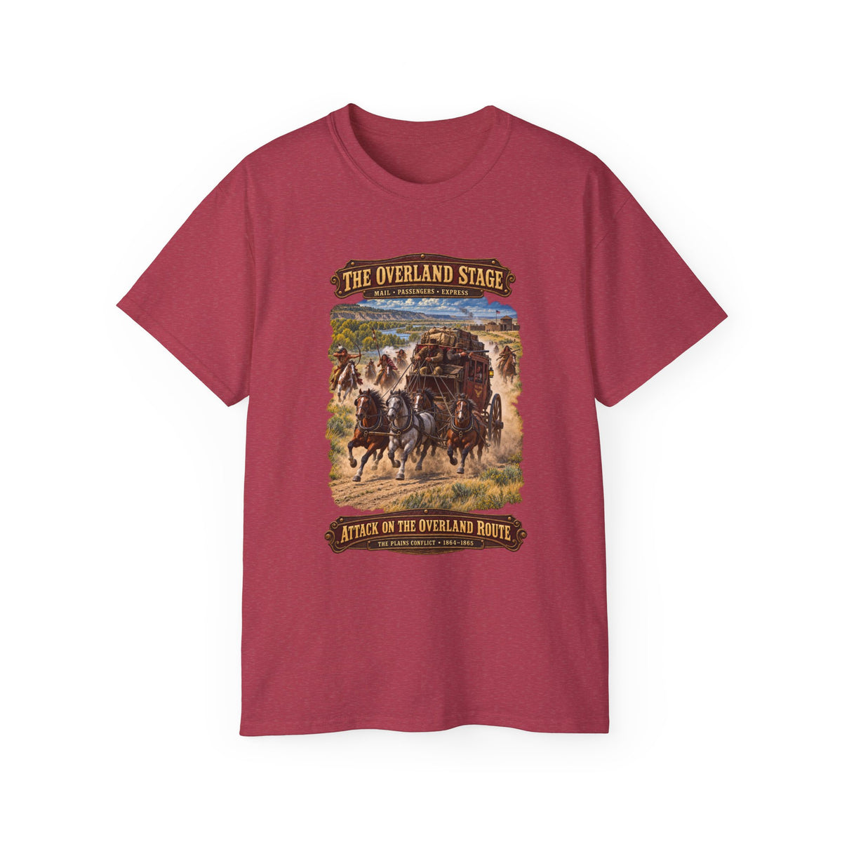 Unisex Ultra Cotton Tee - Overland Stage - Indian Attack on the Trail - 3D - Enhanced