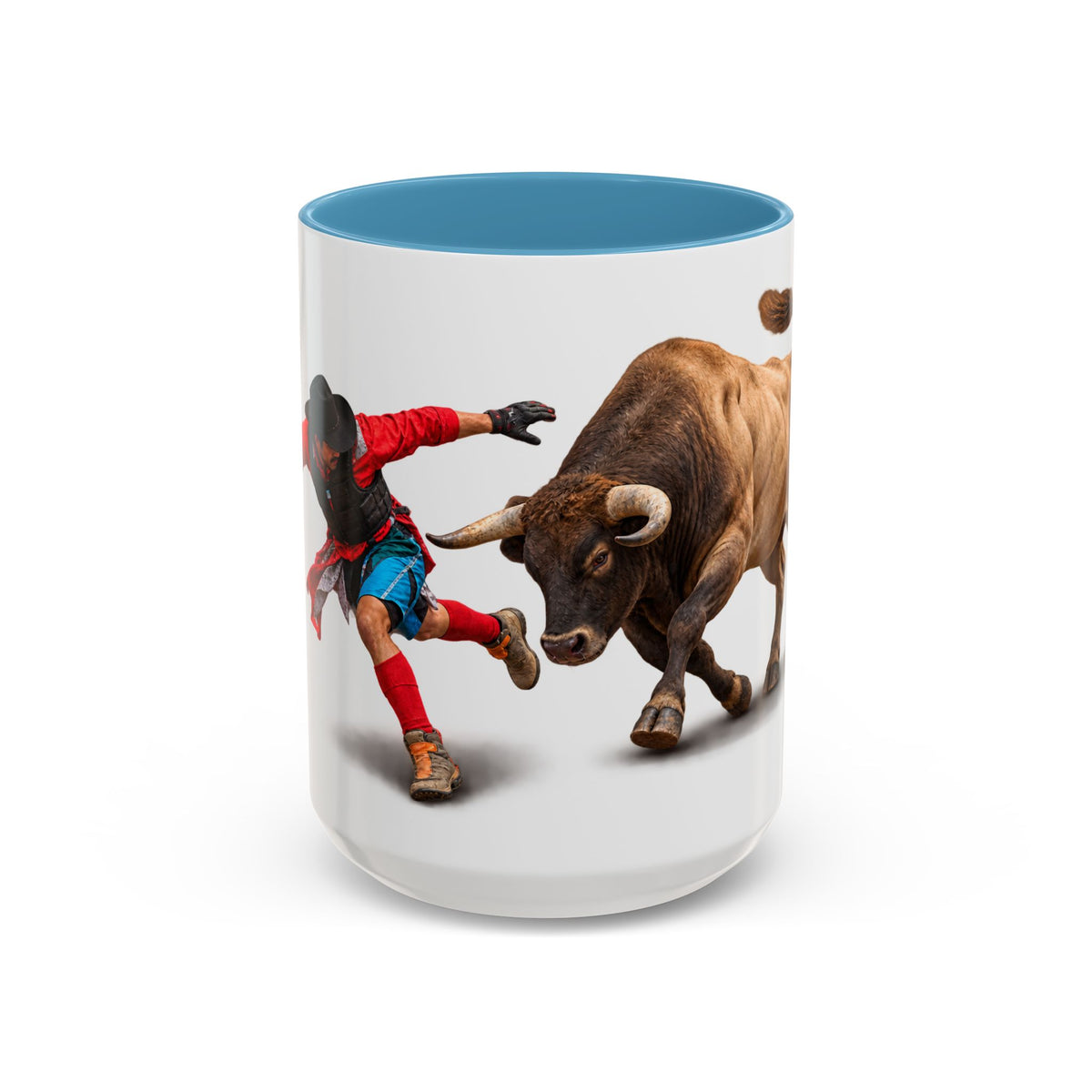 Accent Coffee Mug (11, 15oz) - Rodeo - Bull and Clown - 3D