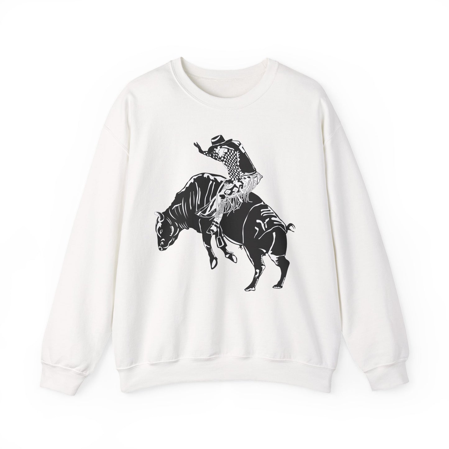 Crewneck Sweatshirt - Cowboy - Bull Rider - BW