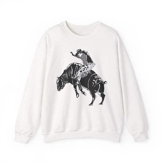 Crewneck Sweatshirt - Cowboy - Bull Rider - BW