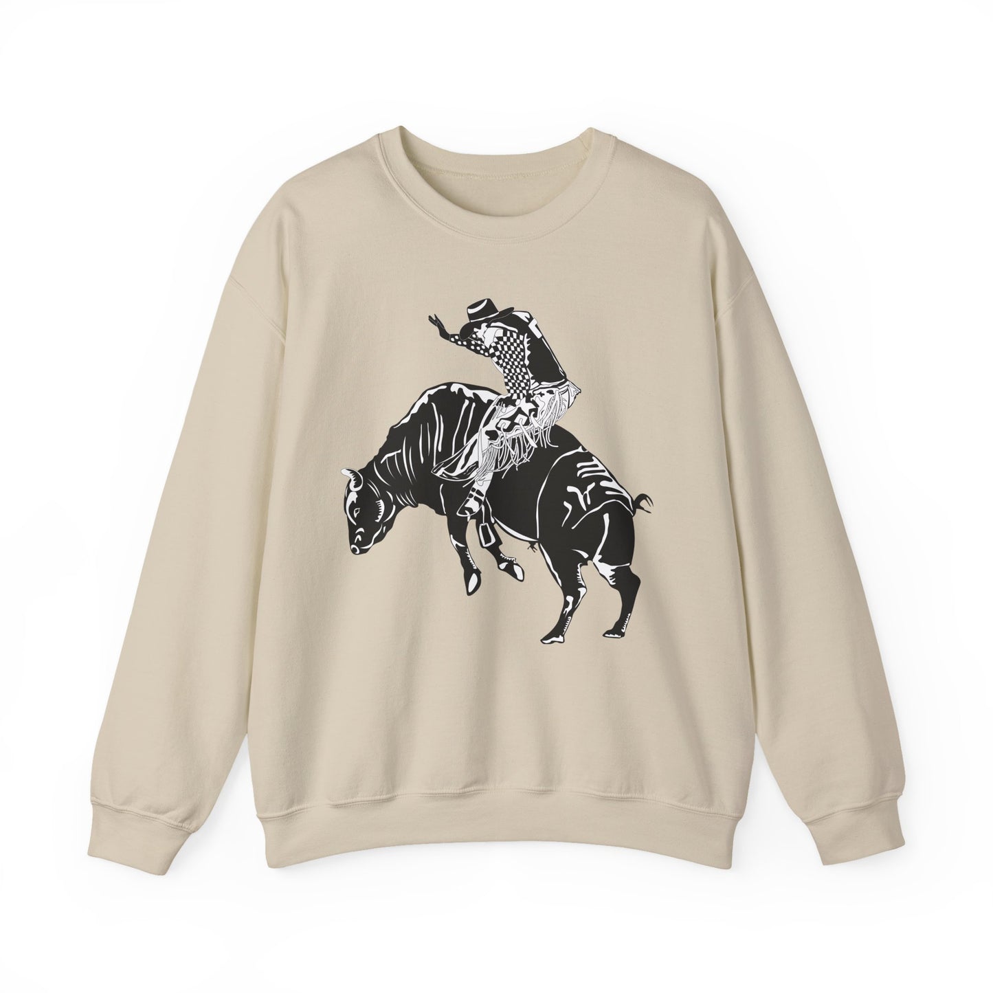 Crewneck Sweatshirt - Cowboy - Bull Rider - BW