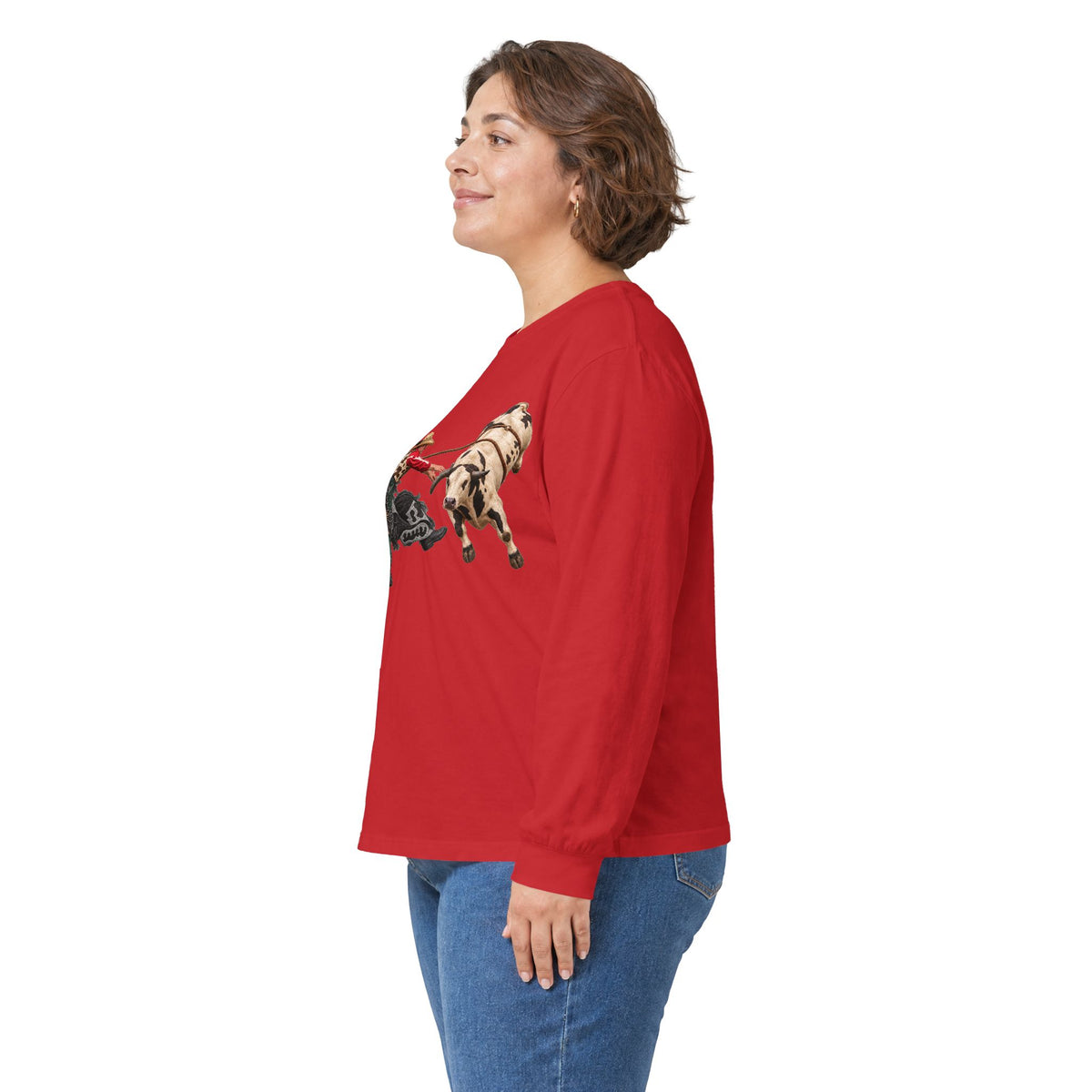 Unisex Ultra Cotton Long Sleeve Tee - Cowboys - Clowns and Bull - without Text - 3D Transparent