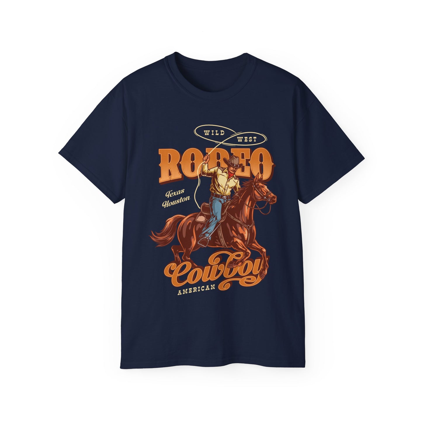 Unisex Ultra Cotton Tee - Wild West - Houston, Texas - American Rodeo Cowboy