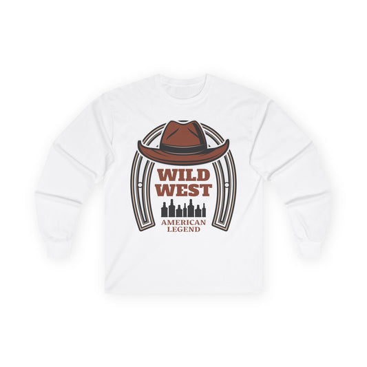 Unisex Ultra Cotton Long Sleeve Tee - Wild West - Houston, Texas - American Rodeo Cowboy