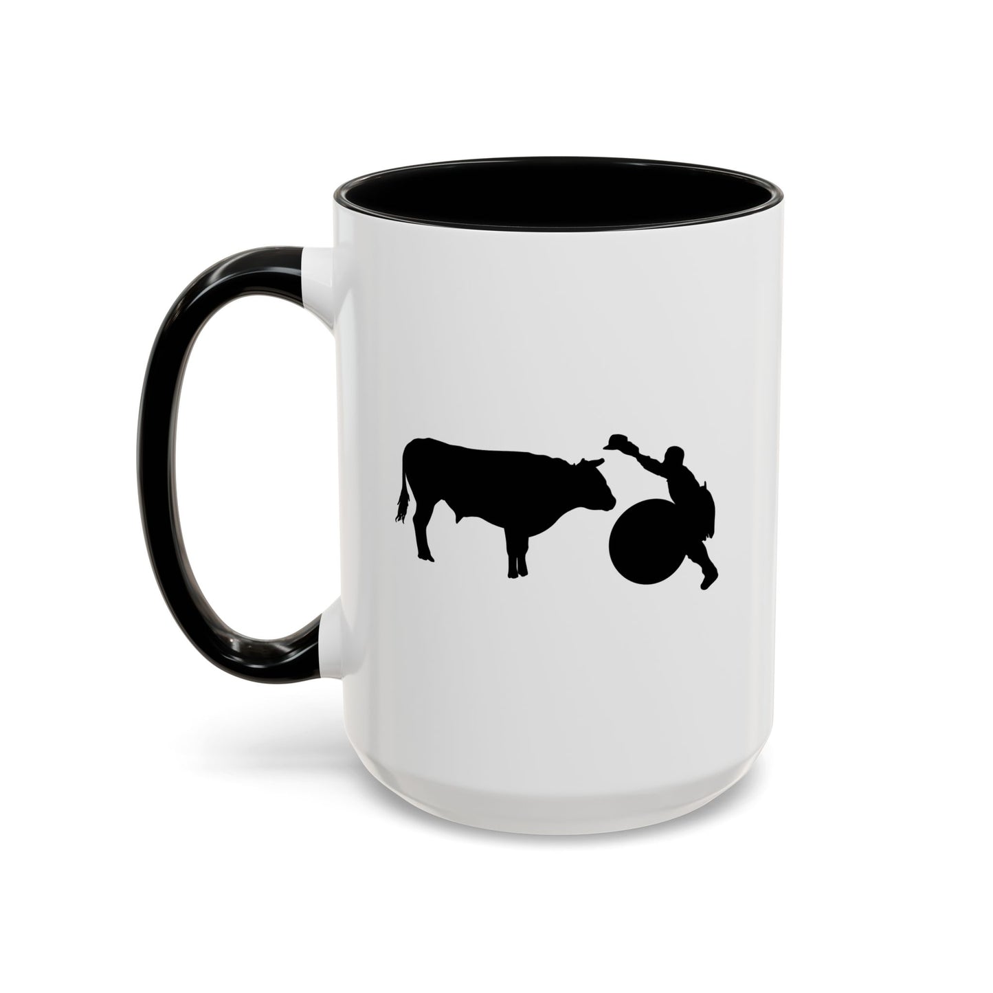 Accent Coffee Mug (11, 15oz) - Clown and Bull - Silhouette - V2