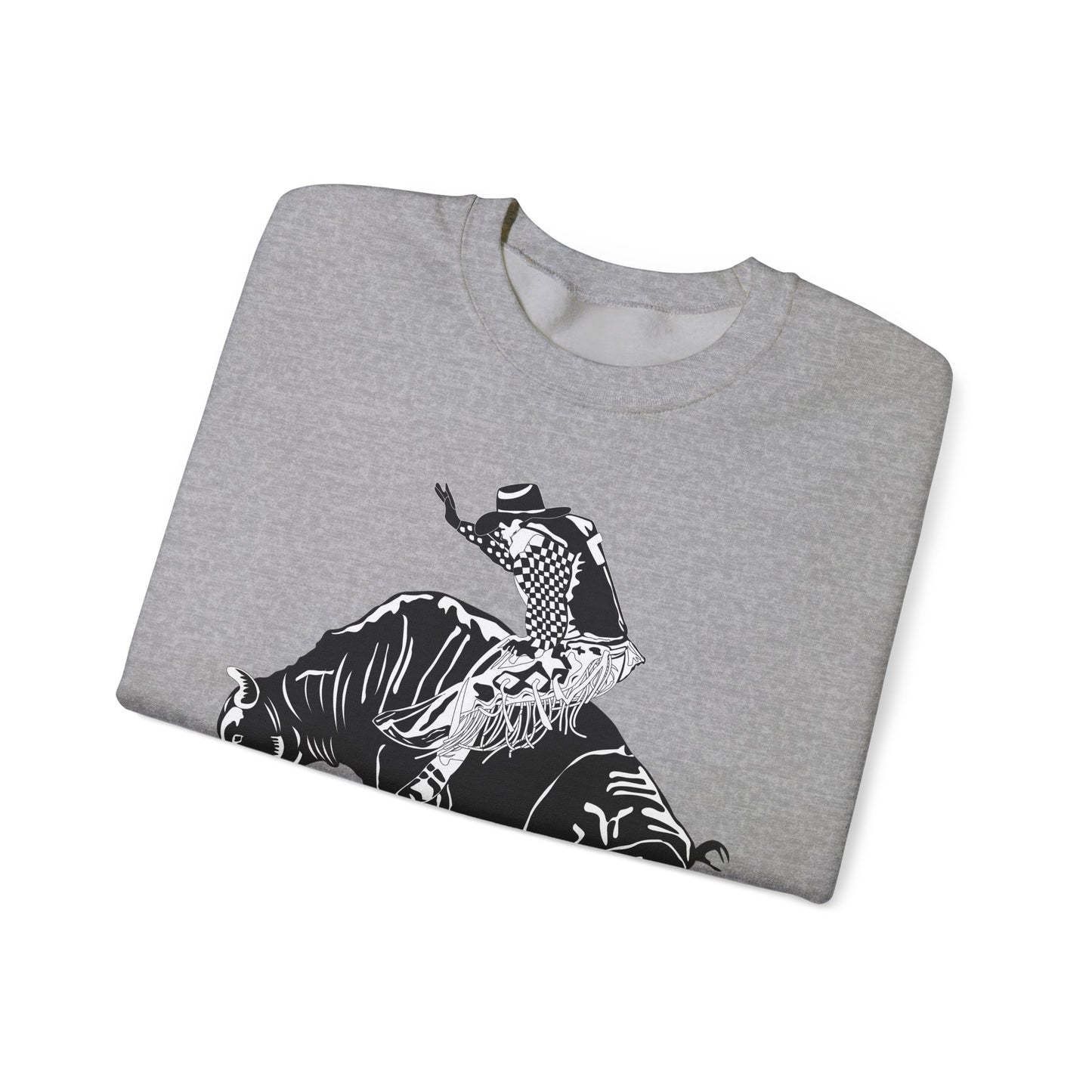 Crewneck Sweatshirt - Cowboy - Bull Rider - BW