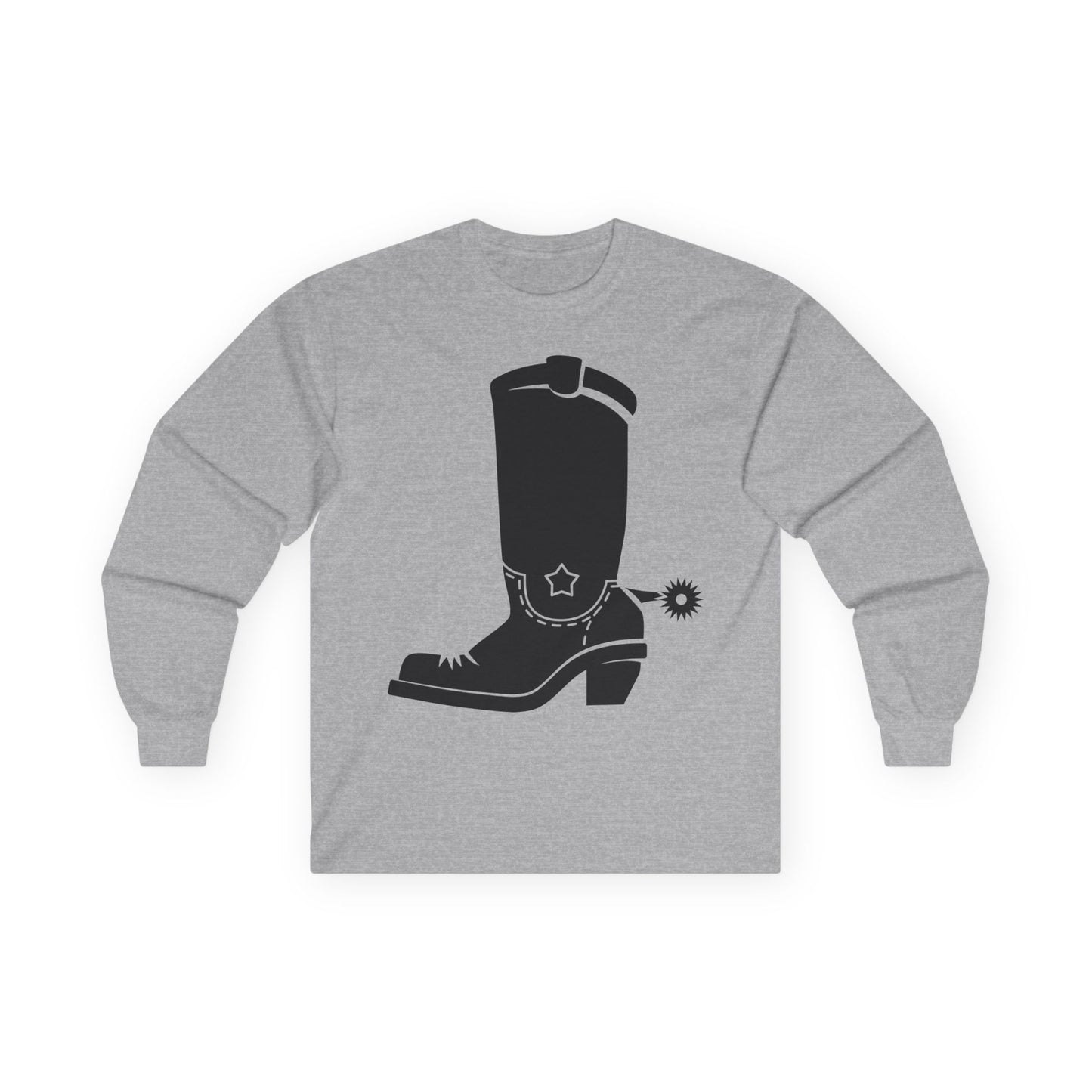 Unisex Ultra Cotton Long Sleeve Tee - Western Boot with Spur X 300