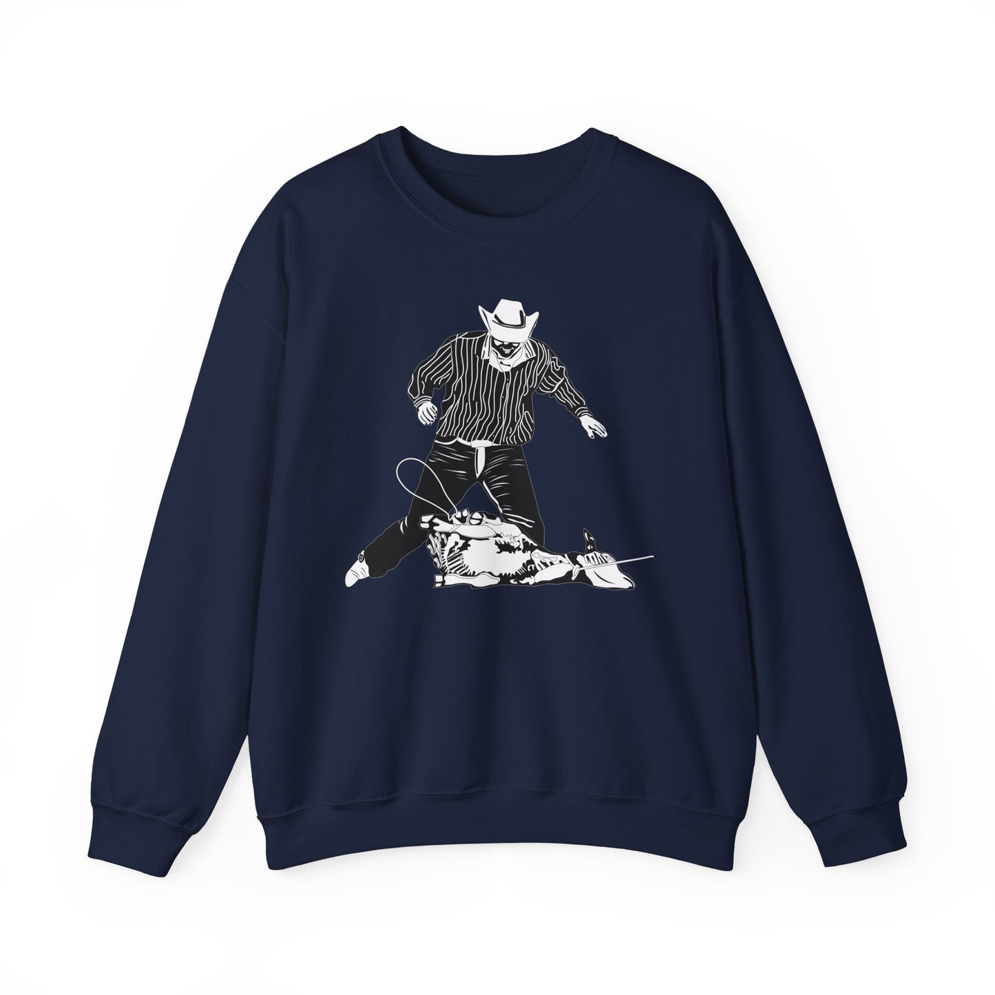 Crewneck Sweatshirt - Calf Roping - BW