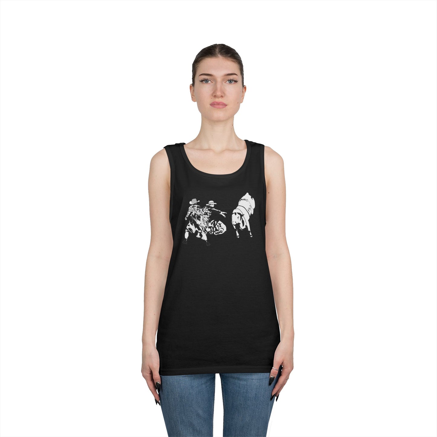 Unisex Heavy Cotton Tank Top - Clowns and Bull - BW