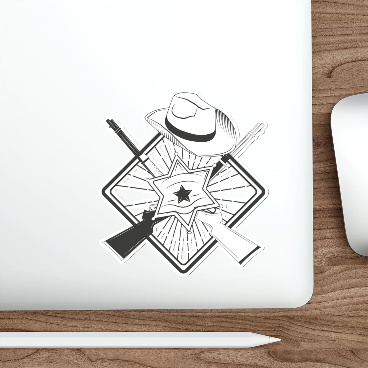 Die-cut stickers - Vintage Cowboy w Rifles and Hat