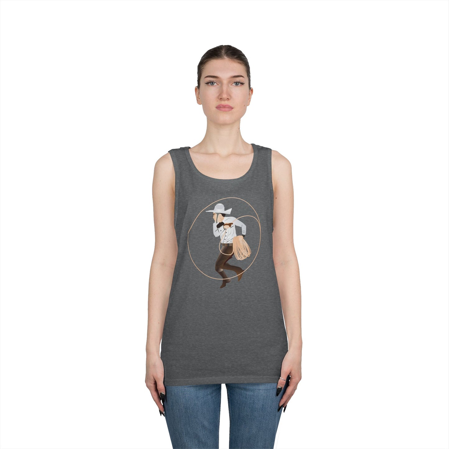 Unisex Heavy Cotton Tank Top - Rodeo - Mexican Cowboy - Lariat