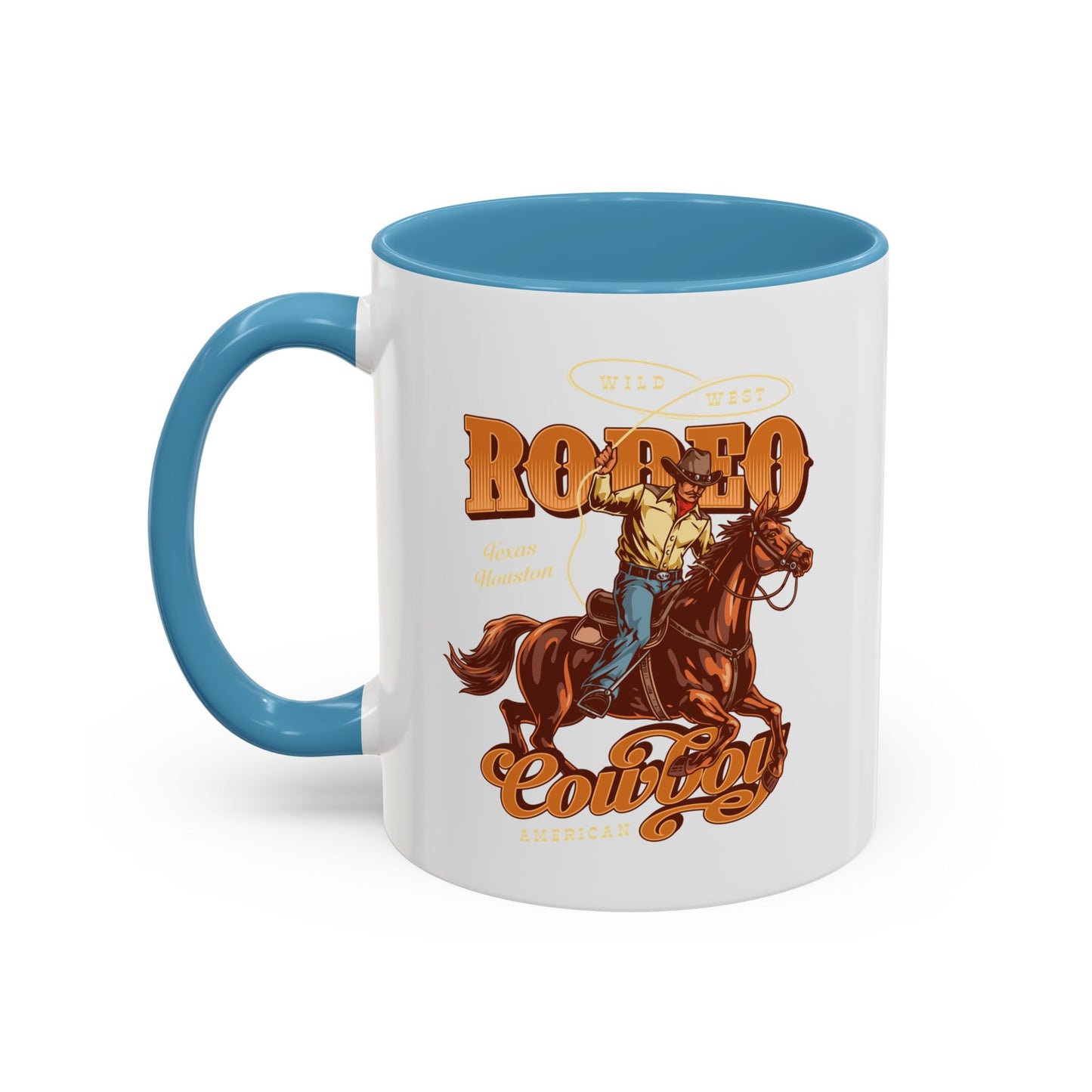 Accent Coffee Mug (11, 15oz) - Wild West - Houston, Texas - American Rodeo Cowboy