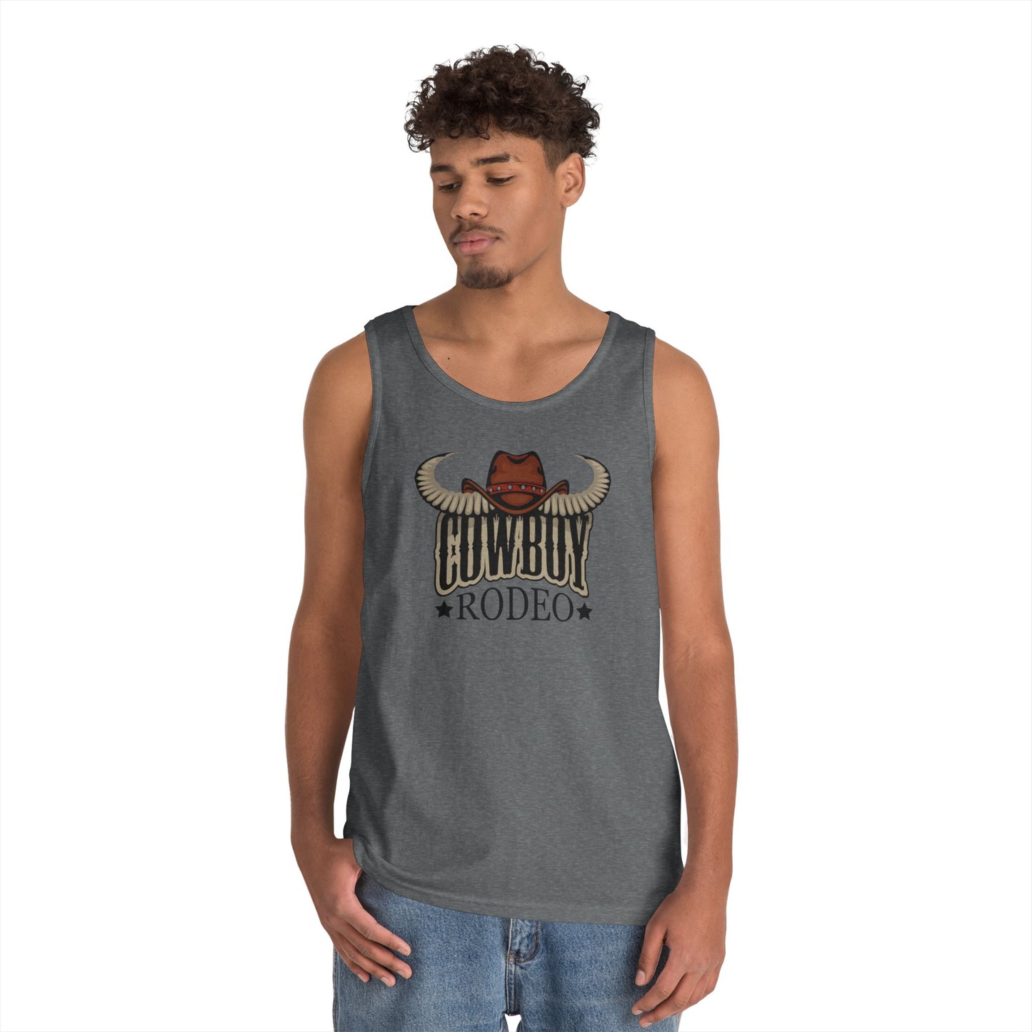 Unisex Heavy Cotton Tank Top - Cowboy Rodeo - Horn
