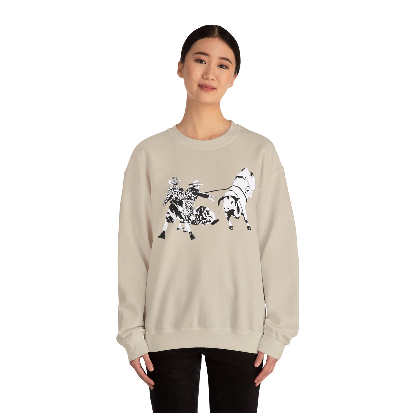 Crewneck Sweatshirt - Clowns and Bull - BW