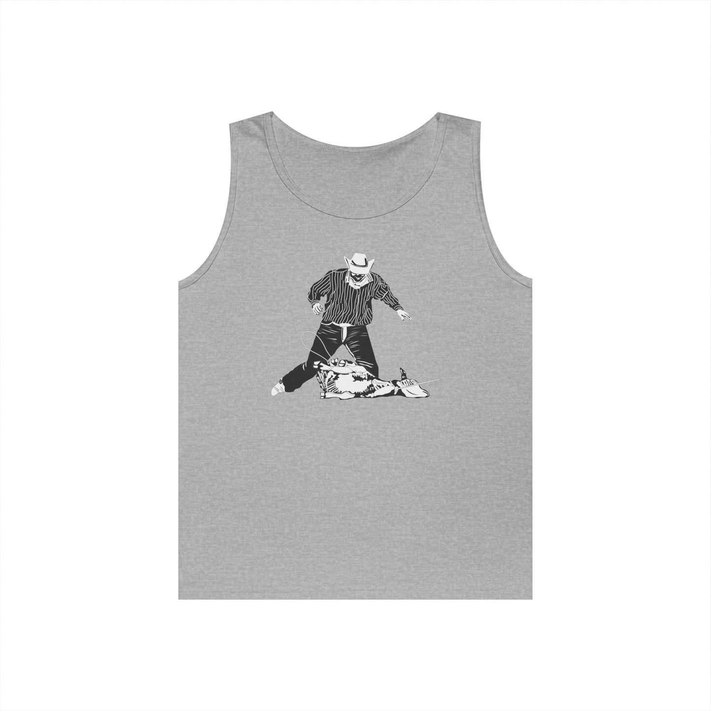 Unisex Heavy Cotton Tank Top - Calf Roping - BW