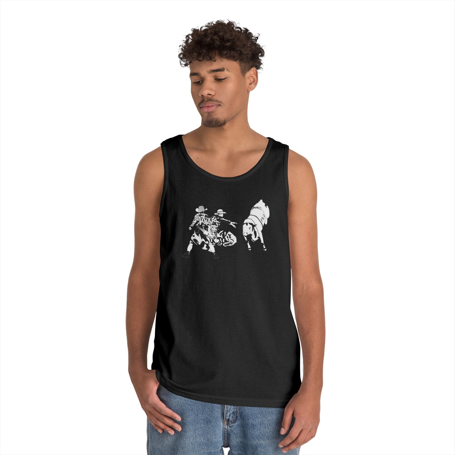 Unisex Heavy Cotton Tank Top - Clowns and Bull - BW