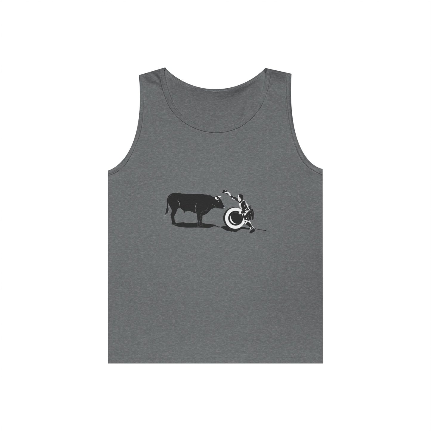 Unisex Heavy Cotton Tank Top - Clown and Bull - BW