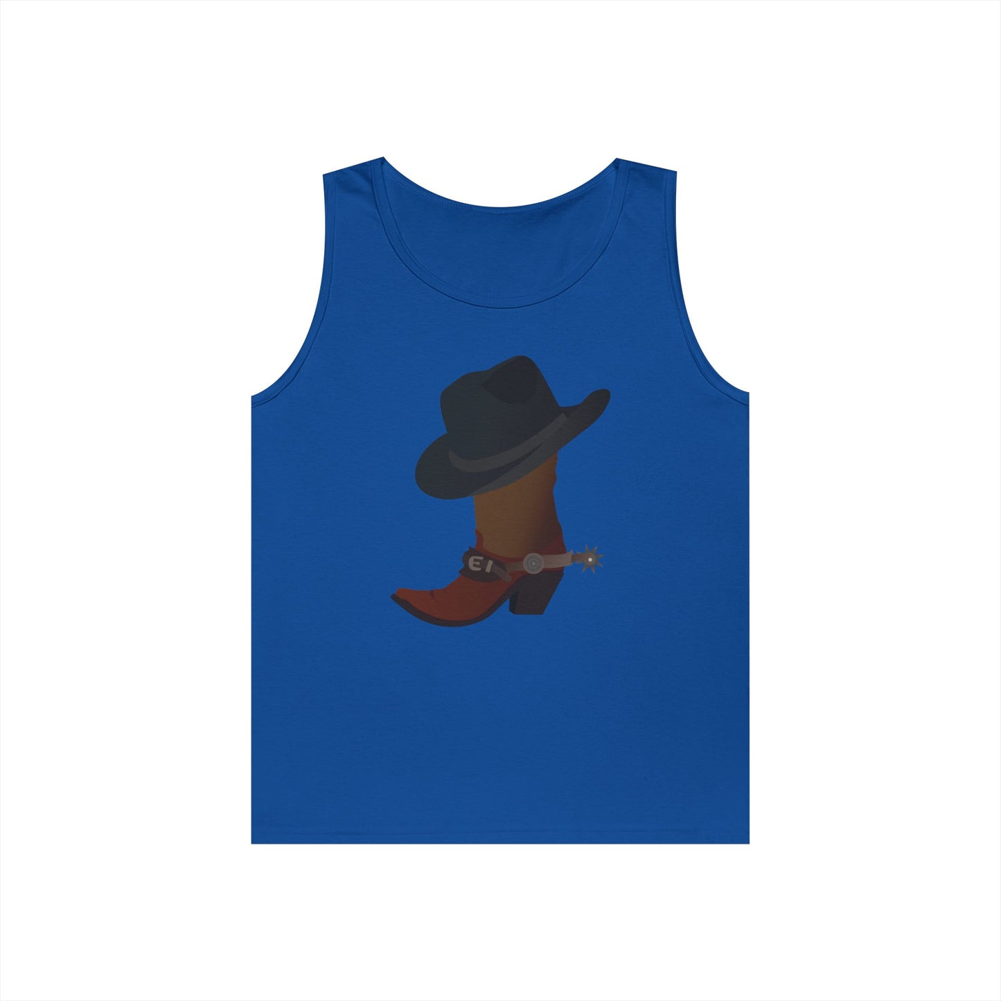 Unisex Heavy Cotton Tank Top - Rodeo - Boots and Hat and Spurs