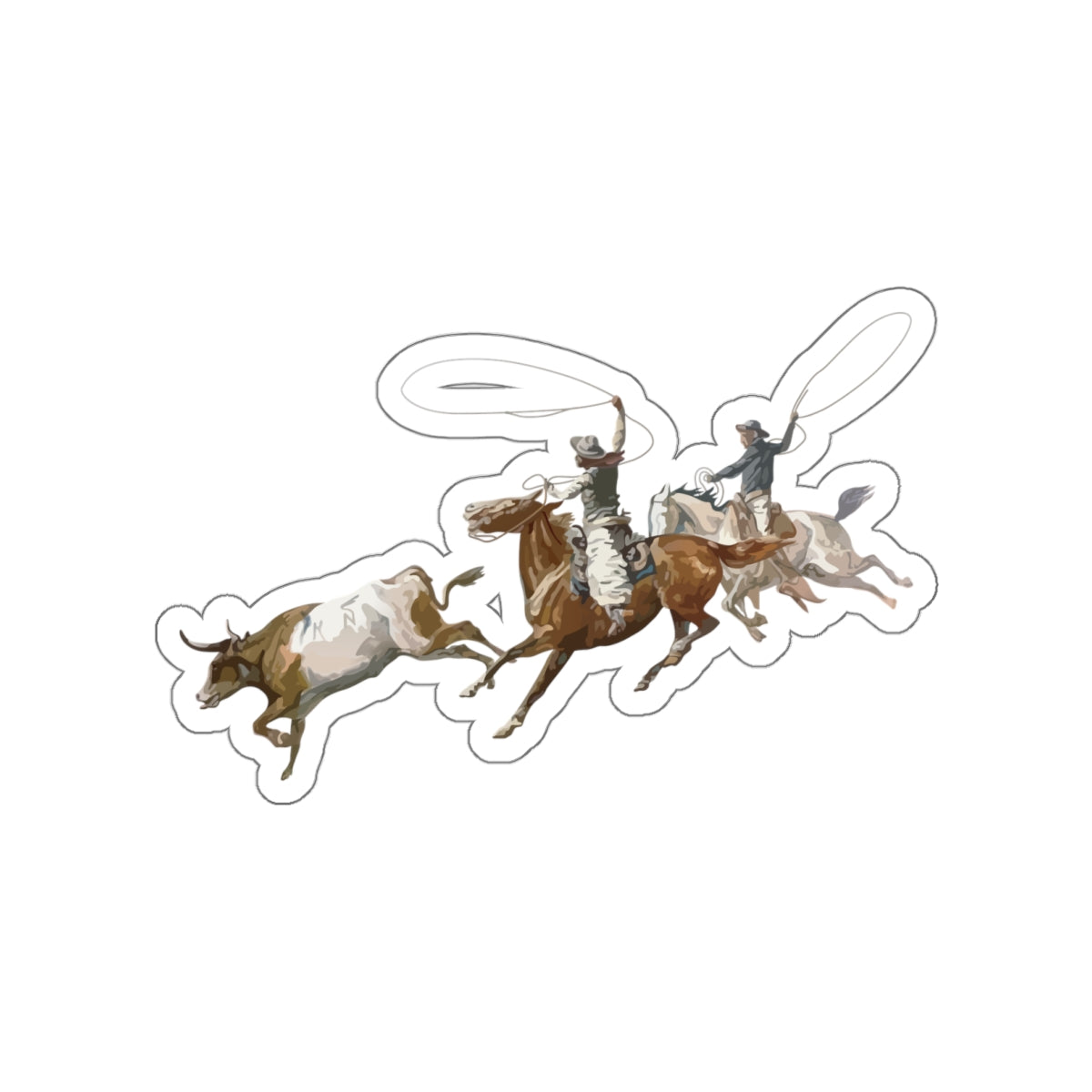 Die-cut stickers - 2 Cowboys Roping 1 Longhorn X 300