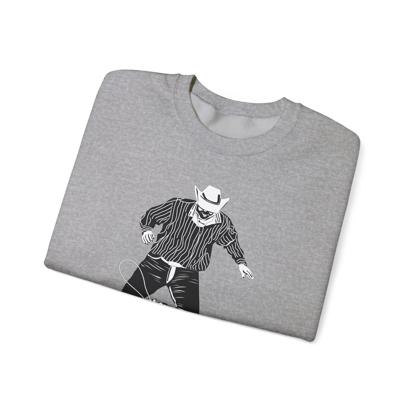 Crewneck Sweatshirt - Calf Roping - BW