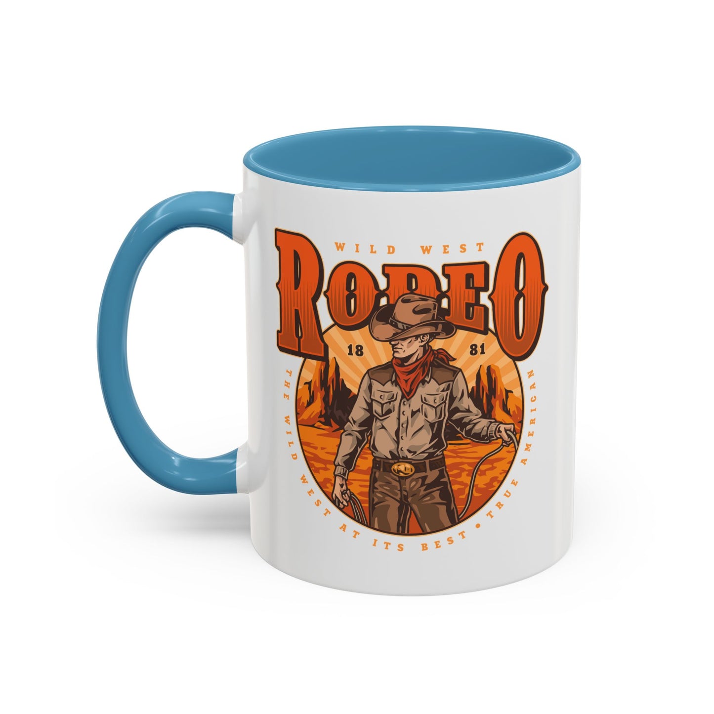 Accent Coffee Mug (11, 15oz) - Wild West Rodeo - True American - The Wild West At Its Best