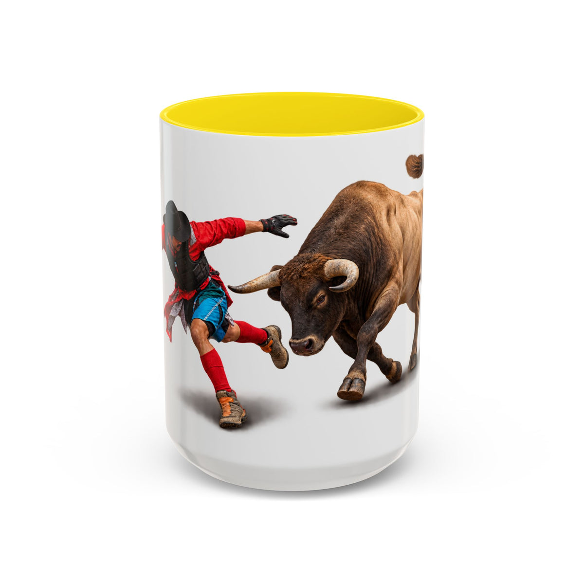 Accent Coffee Mug (11, 15oz) - Rodeo - Bull and Clown - 3D