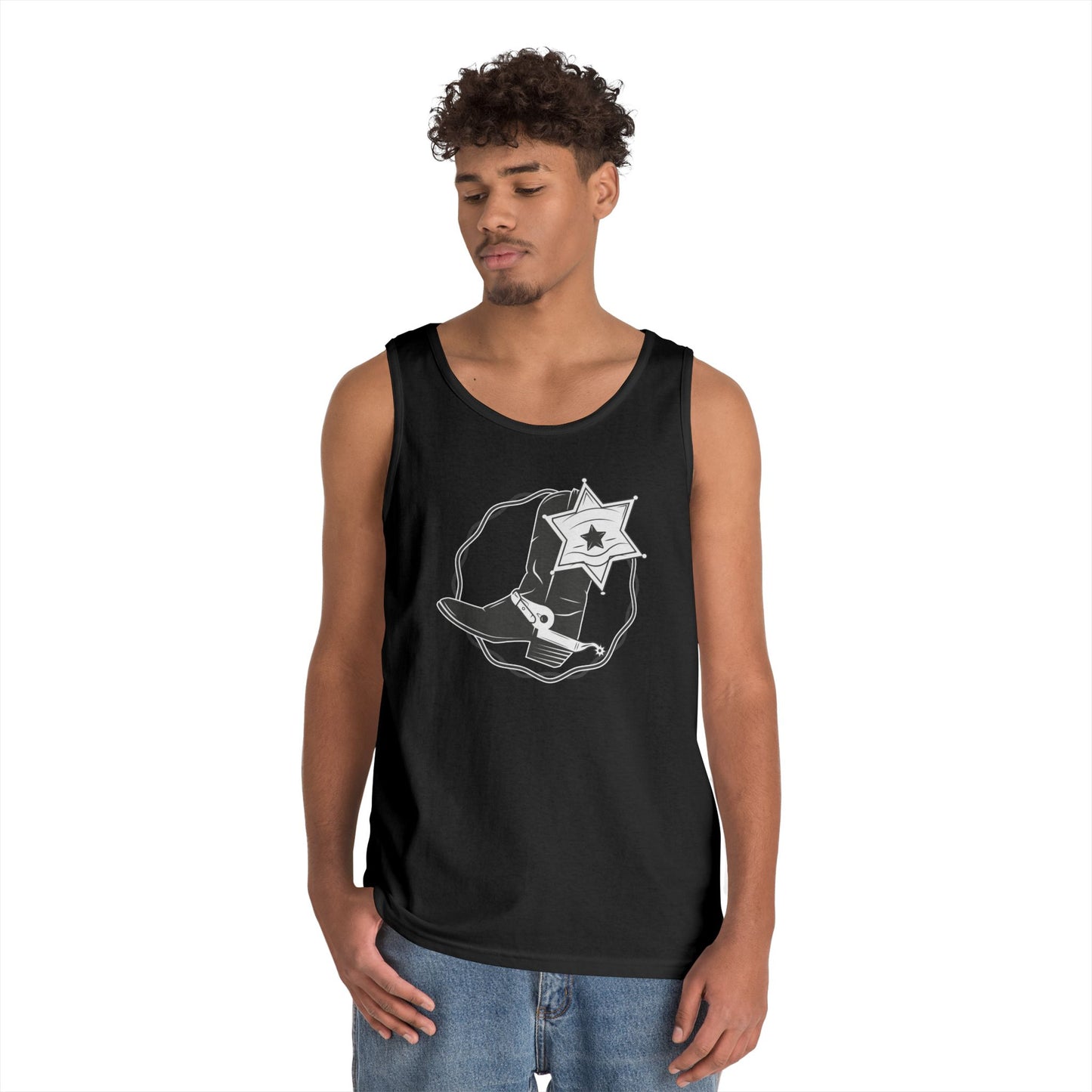 Unisex Heavy Cotton Tank Top - Boots w Star