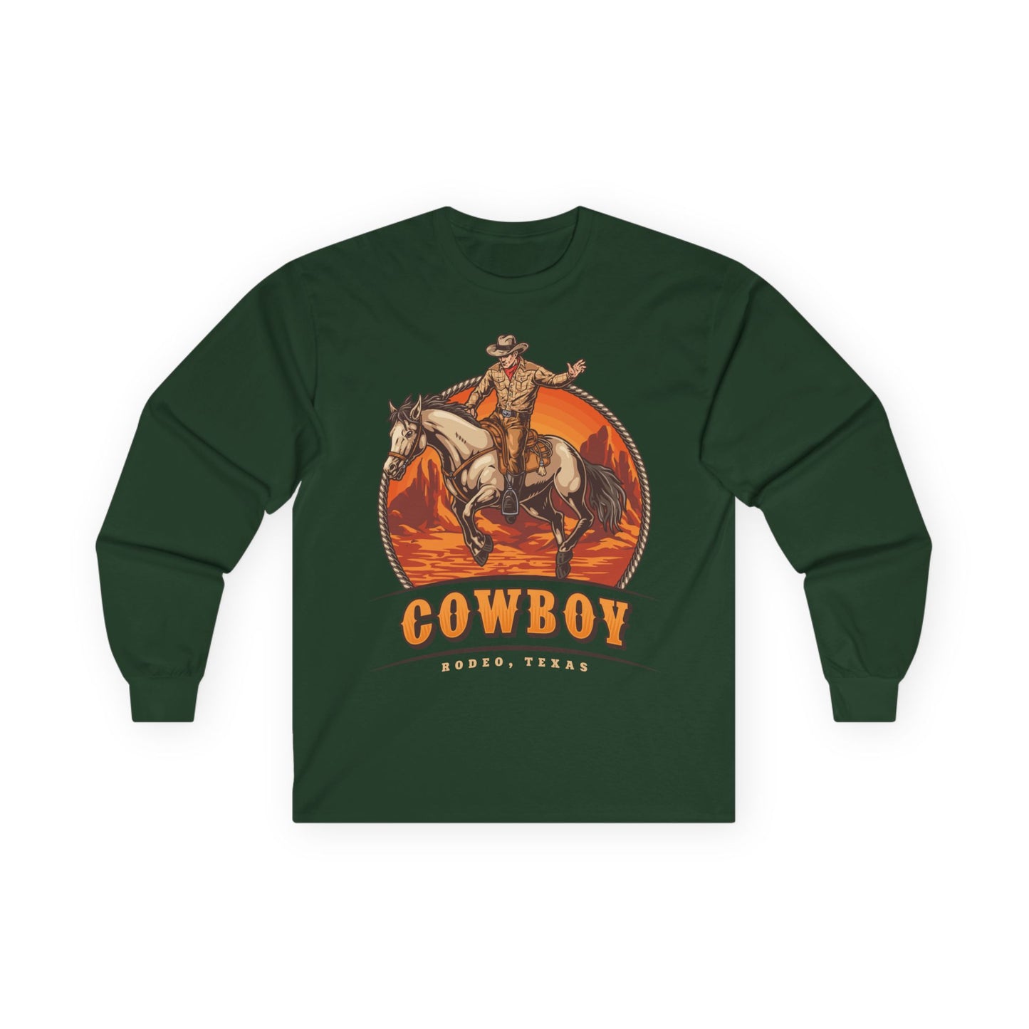 Unisex Ultra Cotton Long Sleeve Tee - Rodeo Cowboy - Texas