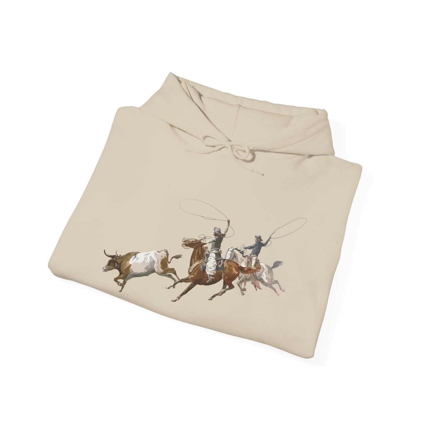 Unisex Hoodie - 2 Cowboys Roping 1 Longhorn X 300