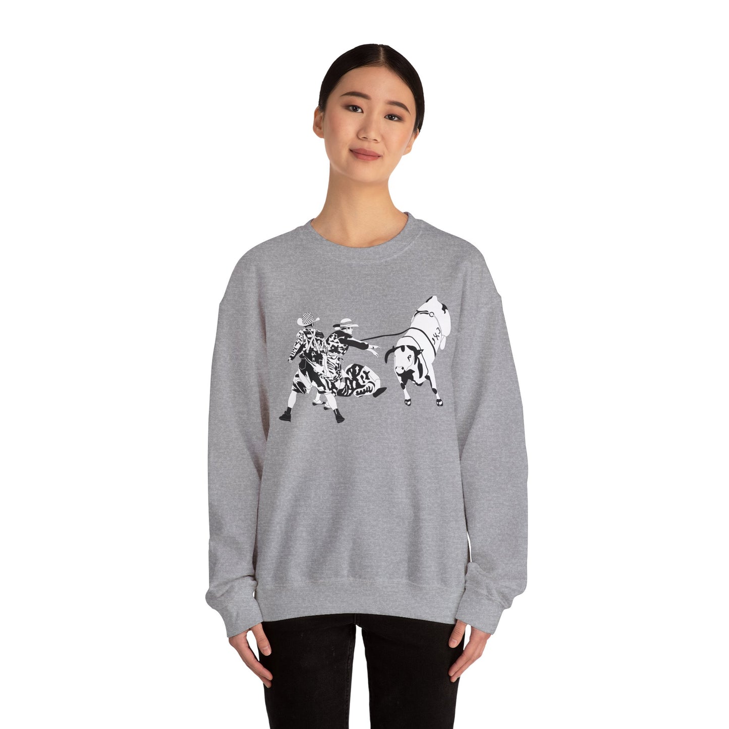 Crewneck Sweatshirt - Clowns and Bull - BW
