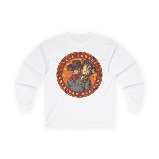 Unisex Ultra Cotton Long Sleeve Tee - True Cowboy - American Heritage