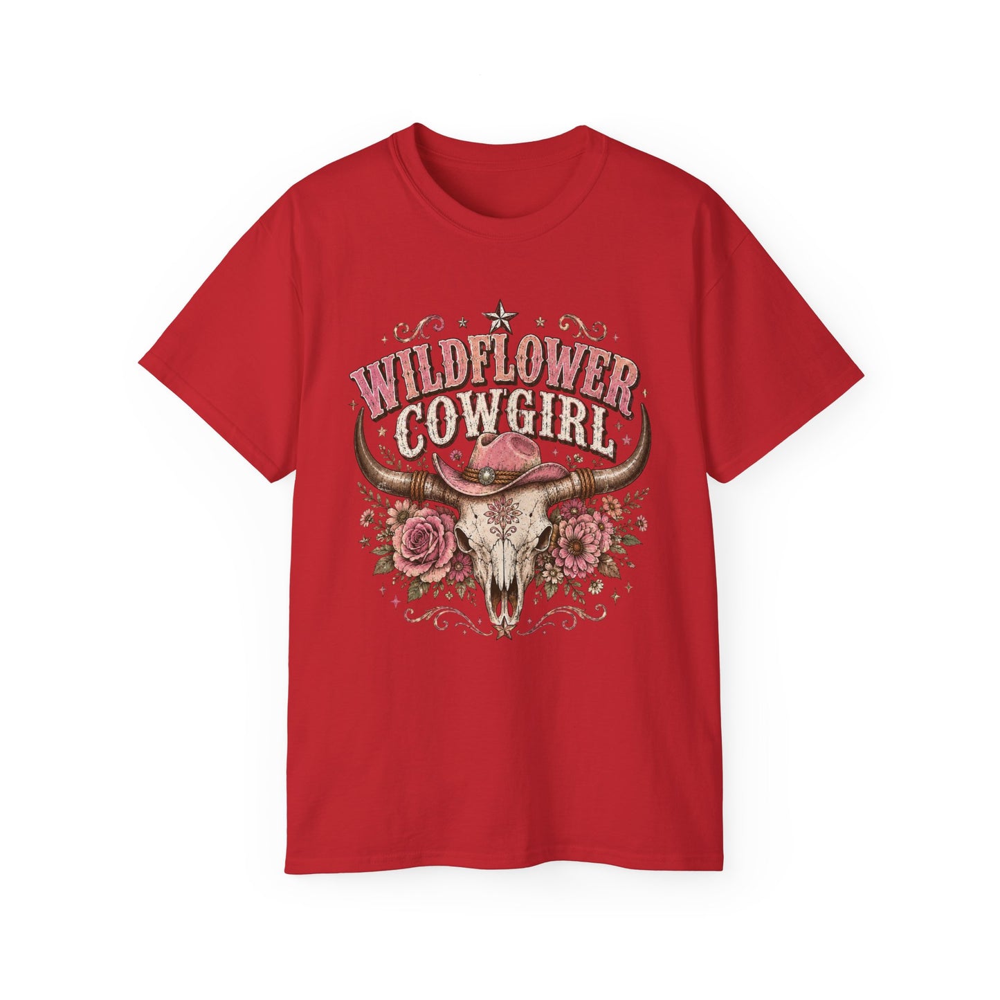 T-Shirt - Wildflower cowgirl with rustic charm