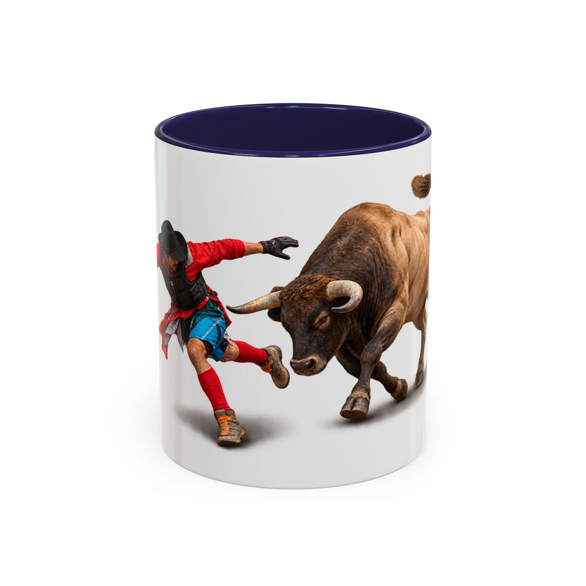 Accent Coffee Mug (11, 15oz) - Rodeo - Bull and Clown - 3D