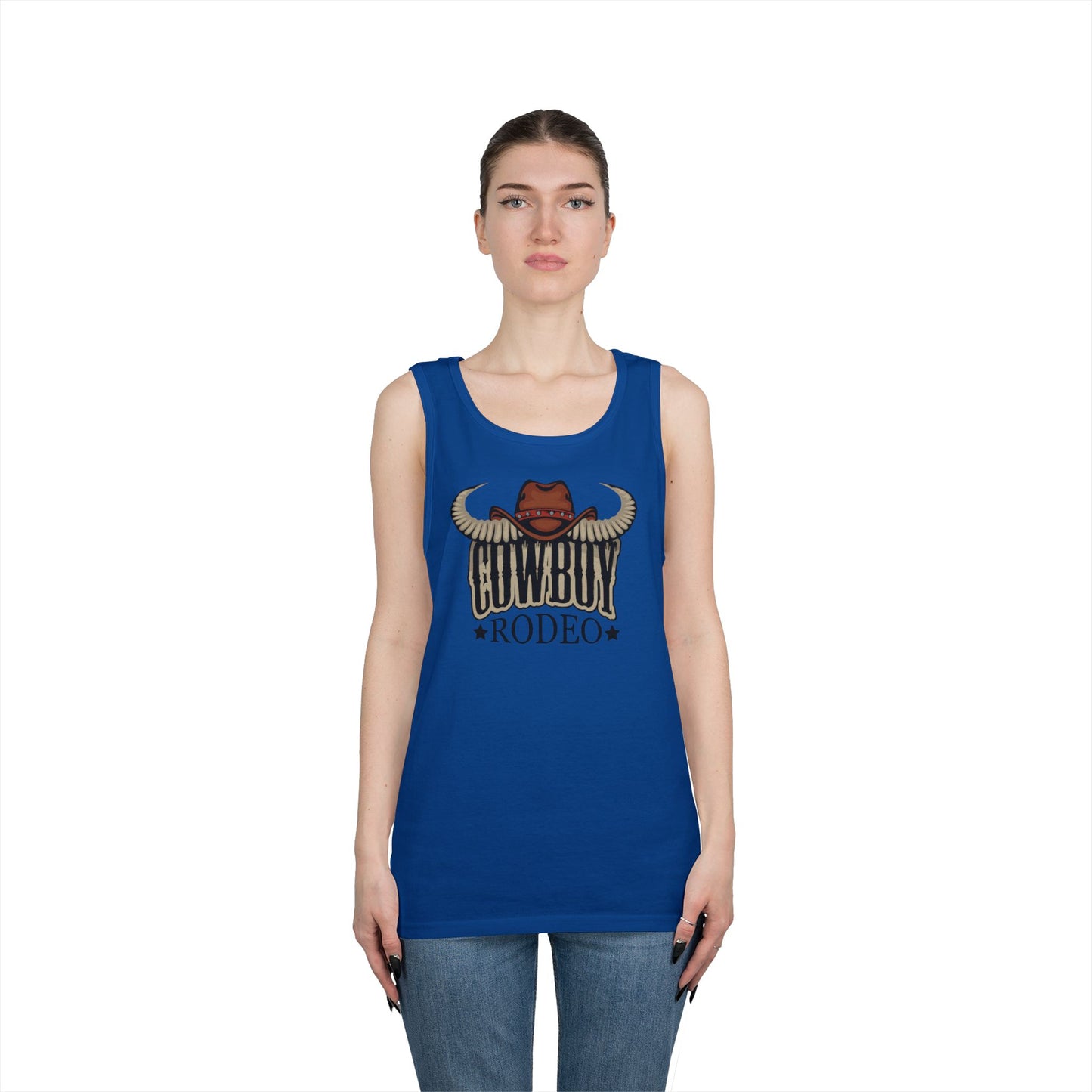Unisex Heavy Cotton Tank Top - Cowboy Rodeo - Horn