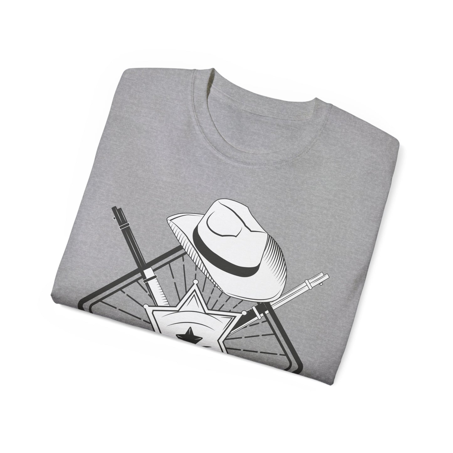Unisex Ultra Cotton Tee - Vintage Cowboy w Rifles and Hat