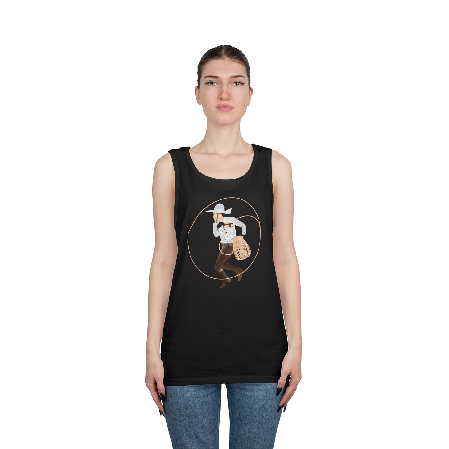 Unisex Heavy Cotton Tank Top - Rodeo - Mexican Cowboy - Lariat