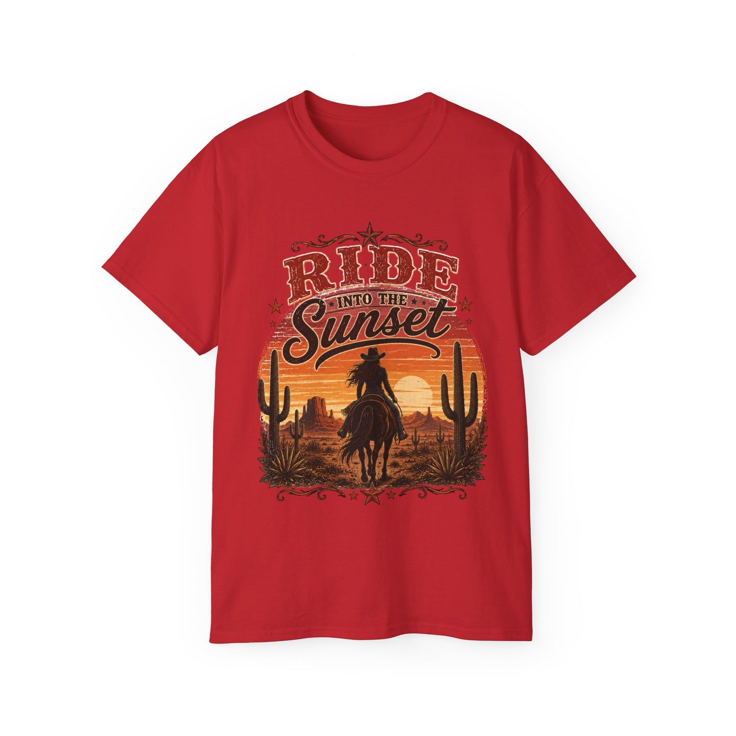 T-Shirt - Riding into the desert sunset