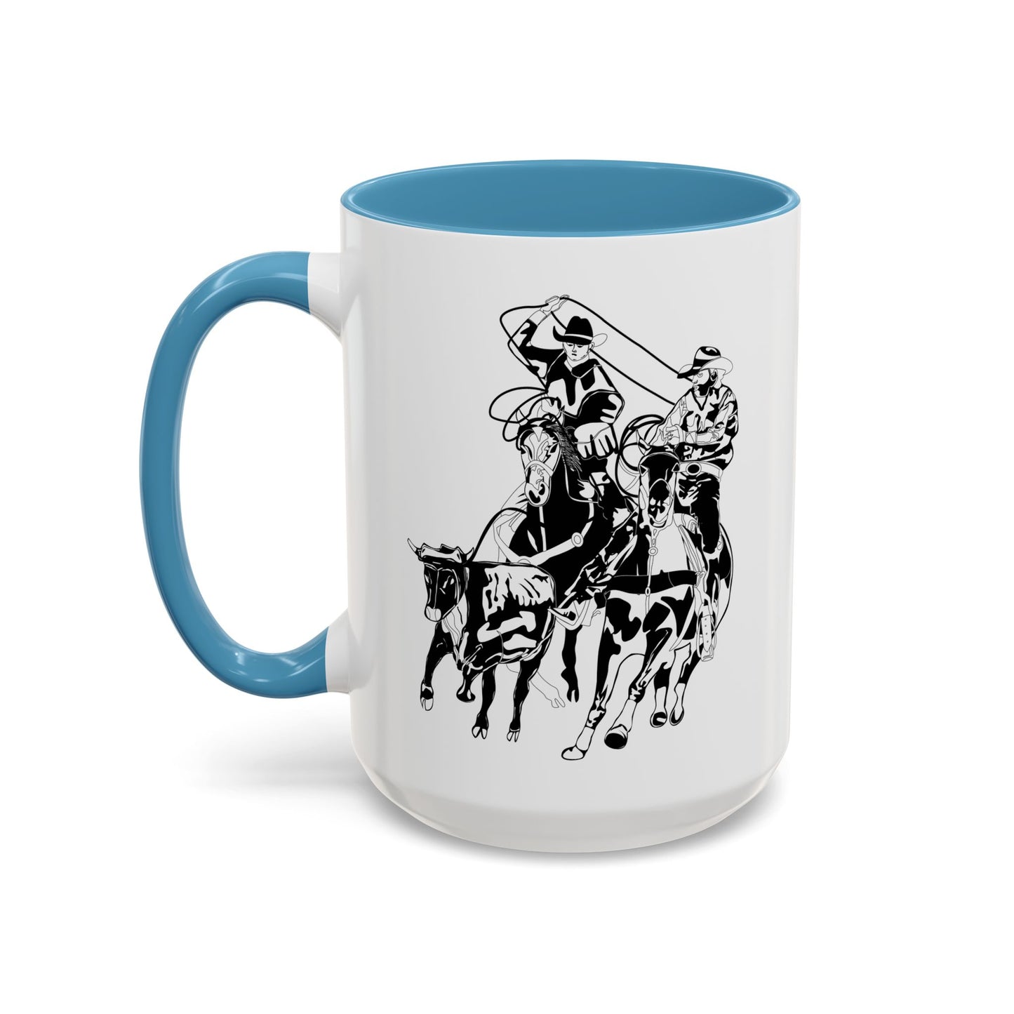 Accent Coffee Mug (11, 15oz) - California Rodeo - Salinas Team Roping - BW
