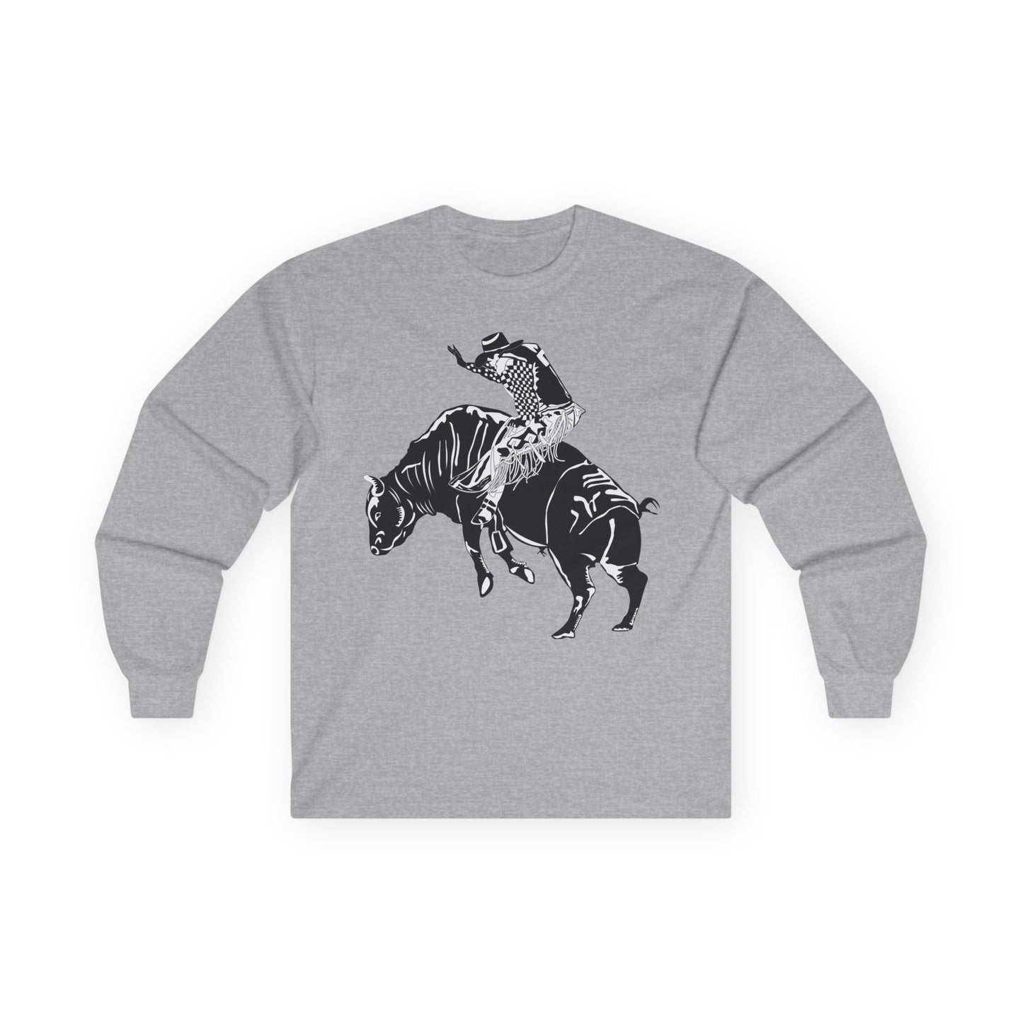 Unisex Ultra Cotton Long Sleeve Tee - Cowboy - Bull Rider - BW