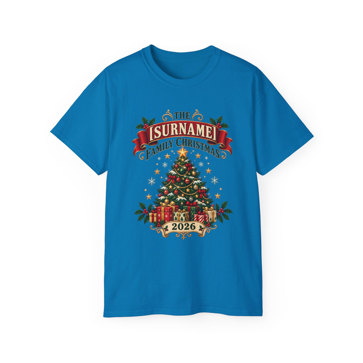 Unisex Ultra Cotton Tee - Vintage Family Christmas Tree - Free Customization