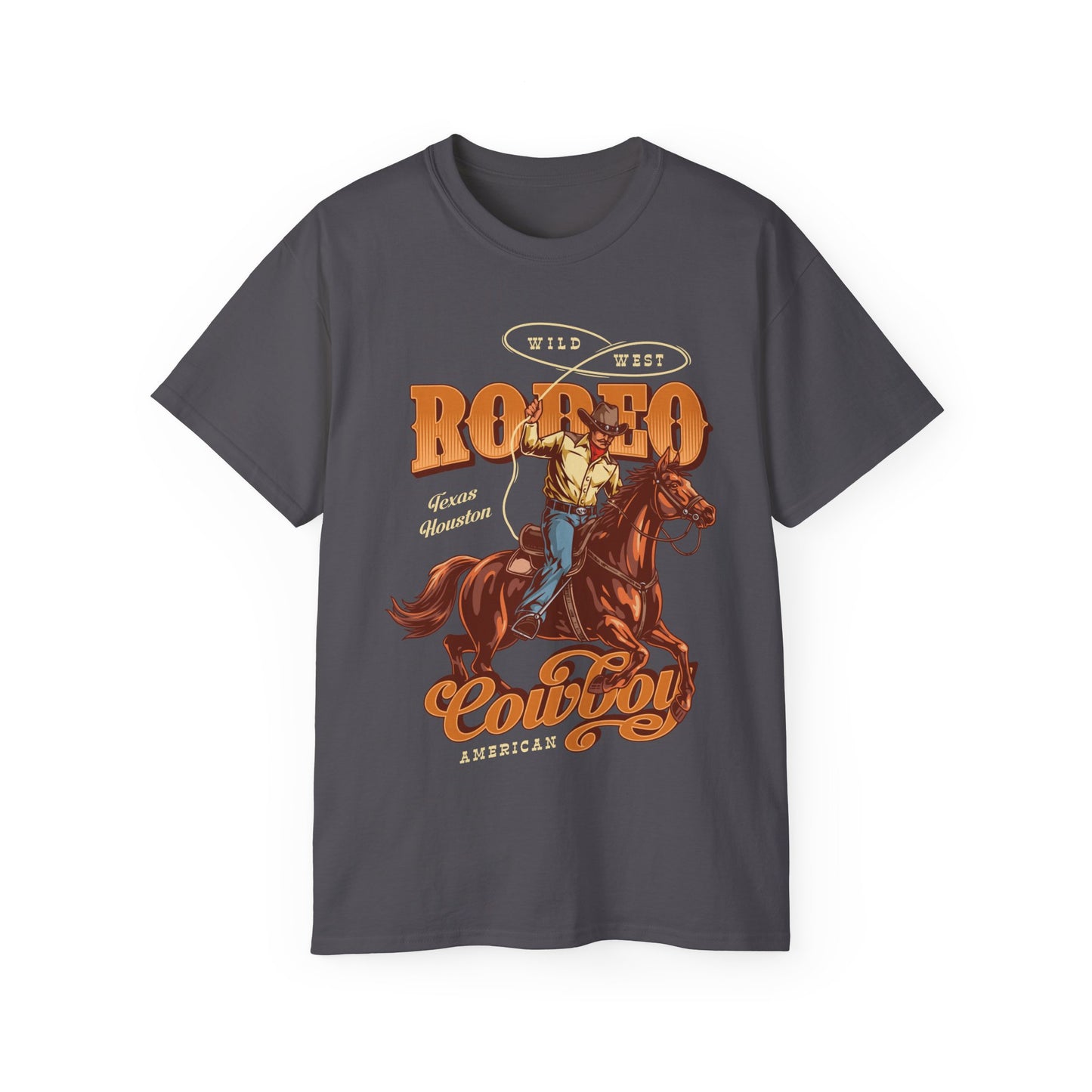Unisex Ultra Cotton Tee - Wild West - Houston, Texas - American Rodeo Cowboy