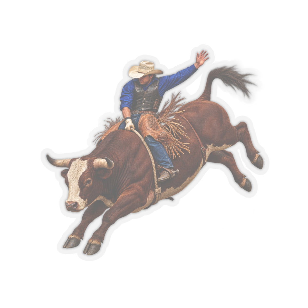 Kiss-Cut Stickers - Cowboys - Bull Rider - Mid Ride - without Text - 3D Transparent