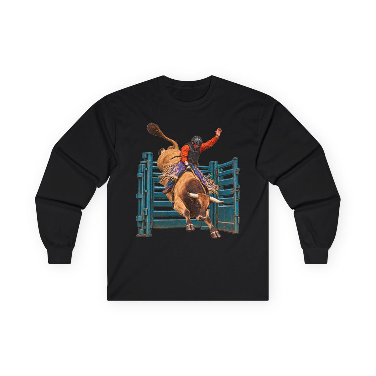 Unisex Ultra Cotton Long Sleeve Tee - Cowboys - Bull Rider - Out of the Chute - without Text - 3D Transparent