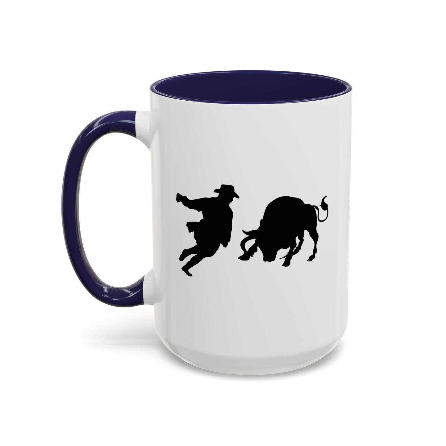 Accent Coffee Mug (11, 15oz) - Clown and Bull - Silhouette