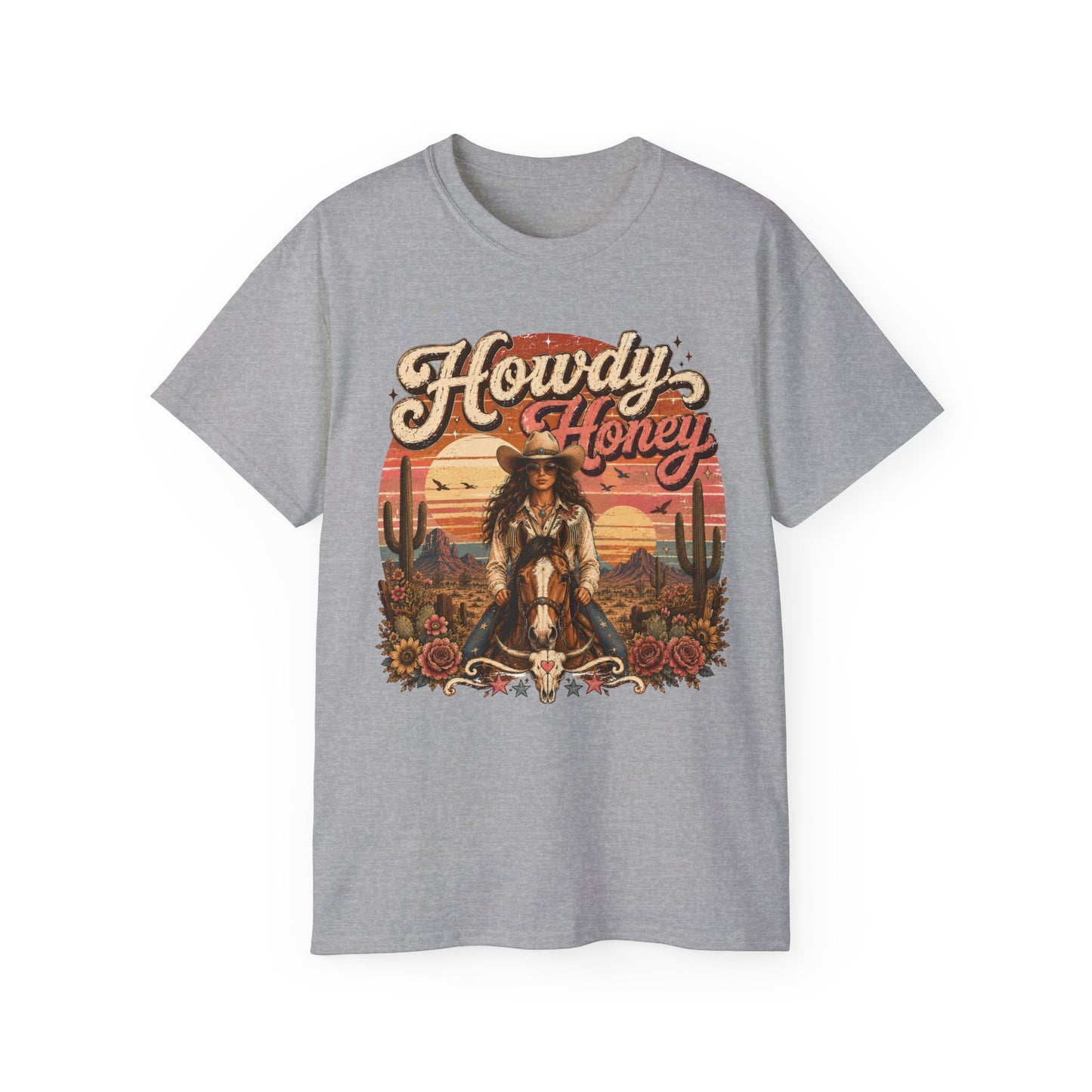 T-Shirt - Howdy honey cowgirl sunset vibes