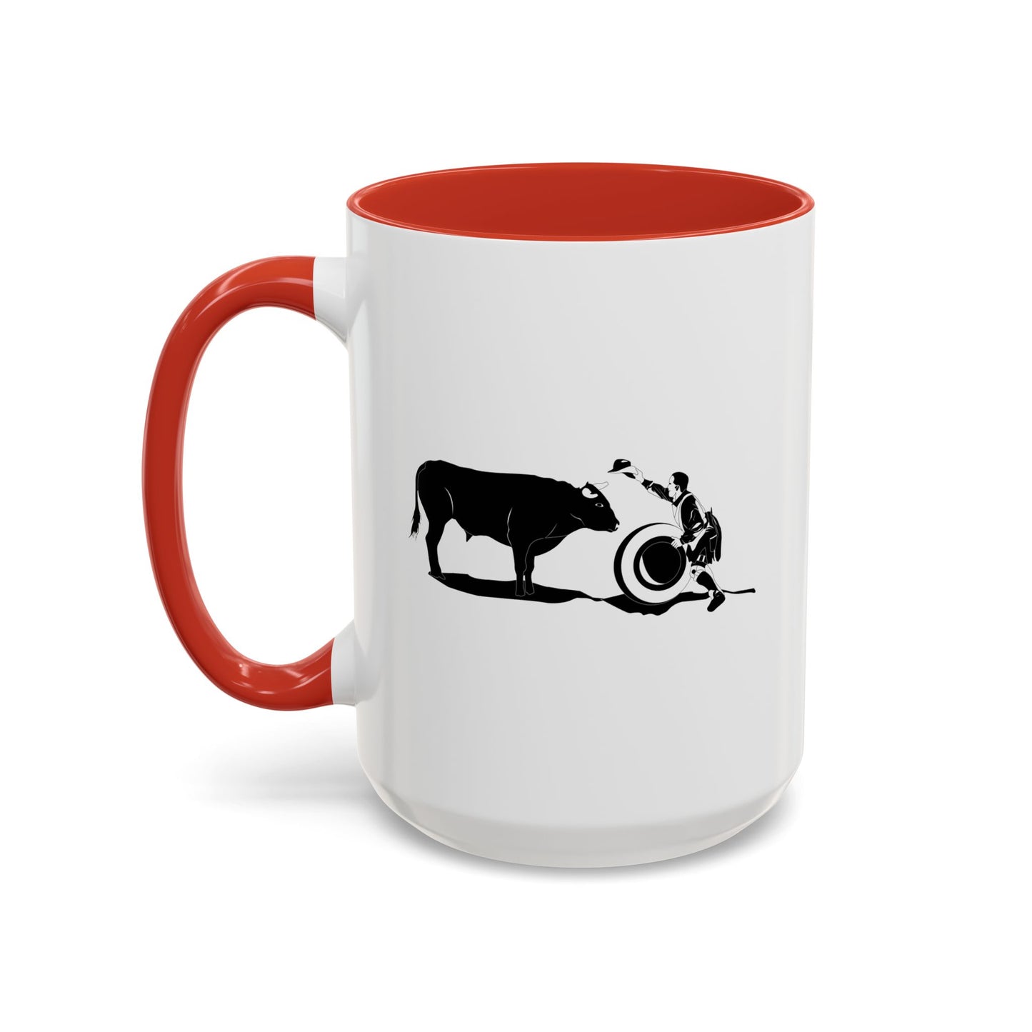 Accent Coffee Mug (11, 15oz) - Clown and Bull - BW