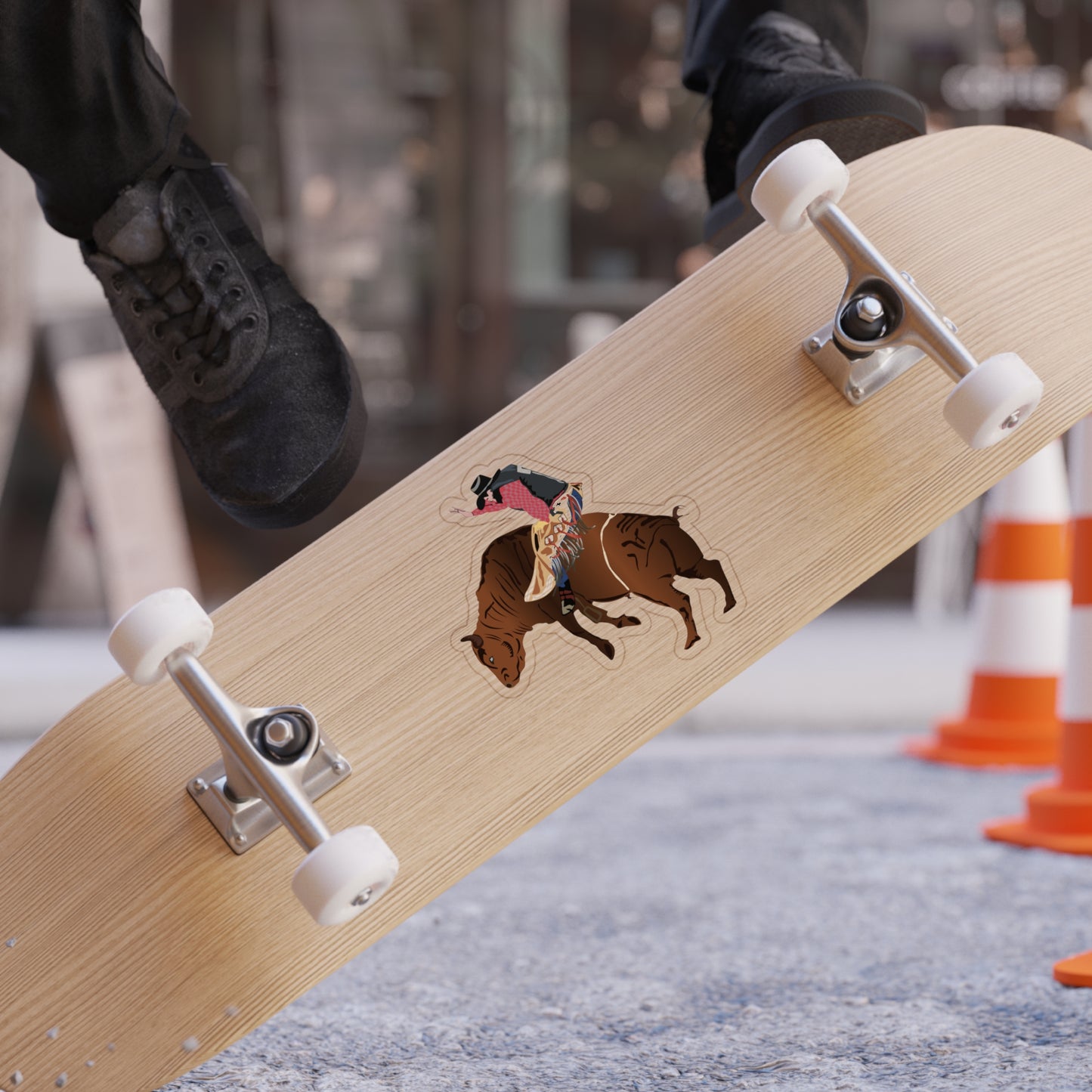 Cowboy Bull-Rider Die-Cut Sticker - Transparent Outdoor Decor, Perfect for Laptops, Cars, Water Bottles, Gifts, and Western Lovers