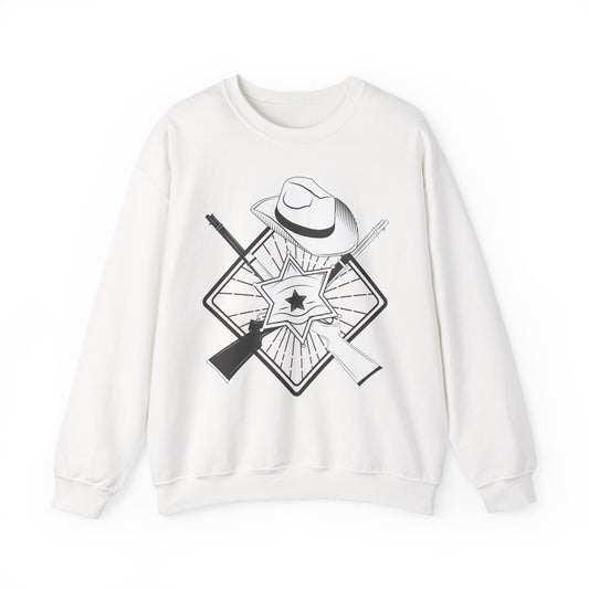 Crewneck Sweatshirt - Vintage Cowboy w Rifles and Hat