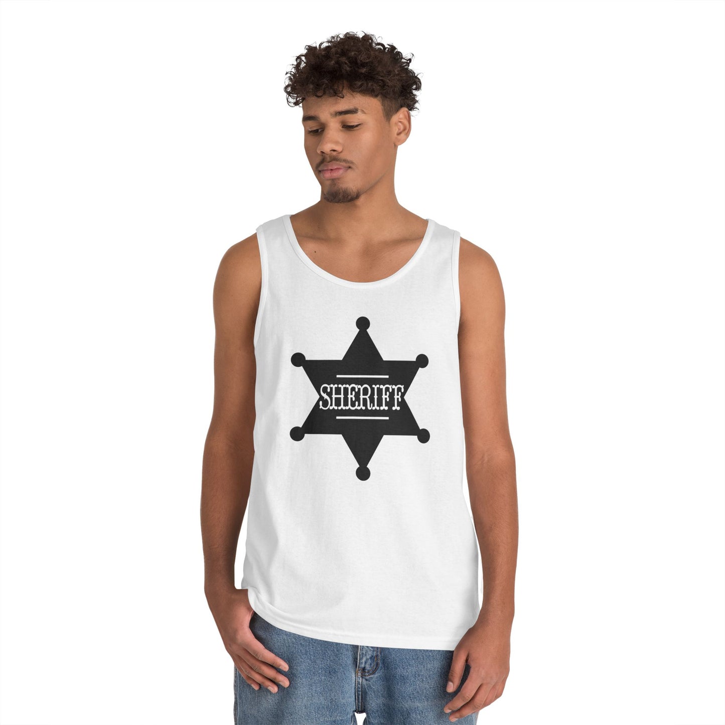 Unisex Heavy Cotton Tank Top - Sheriff Badge w Txt Sheriff X 300