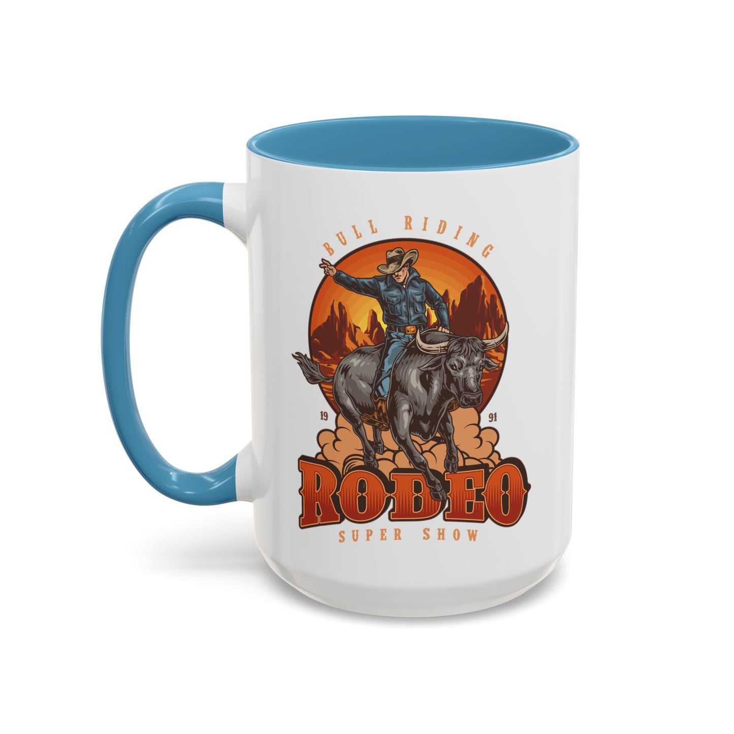 Accent Coffee Mug (11, 15oz) - Bull Riding - Rodeo Super Show